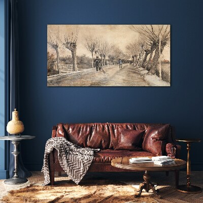 Tableau photo sur verre Paysage d'hiver avec des arbres