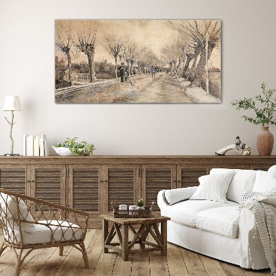 Tableau photo sur verre Paysage d'hiver avec des arbres