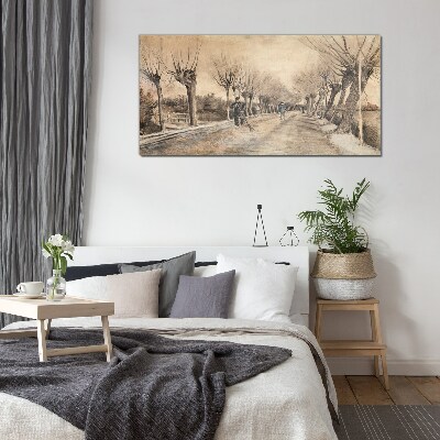 Tableau photo sur verre Paysage d'hiver avec des arbres