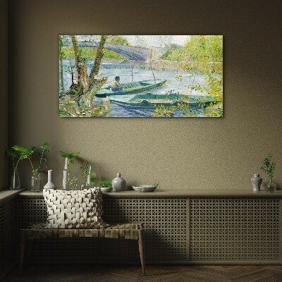 Tableau imprimé sur verre Un paysage paisible au bord de l'eau