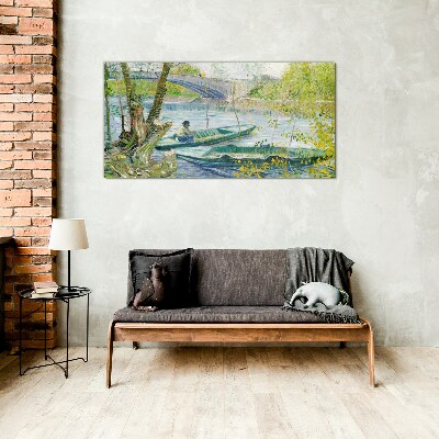 Tableau imprimé sur verre Un paysage paisible au bord de l'eau