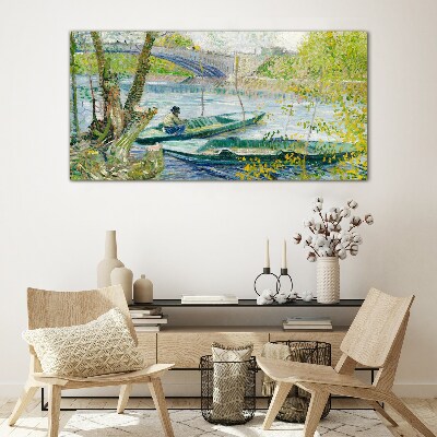 Tableau imprimé sur verre Un paysage paisible au bord de l'eau