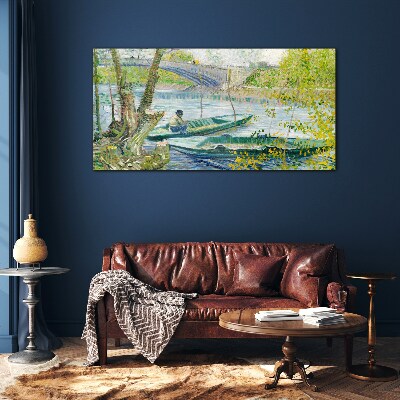 Tableau imprimé sur verre Un paysage paisible au bord de l'eau