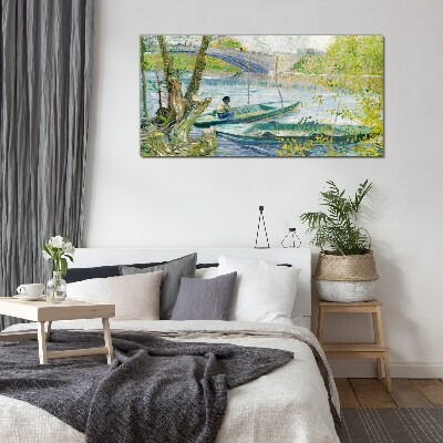 Tableau imprimé sur verre Un paysage paisible au bord de l'eau