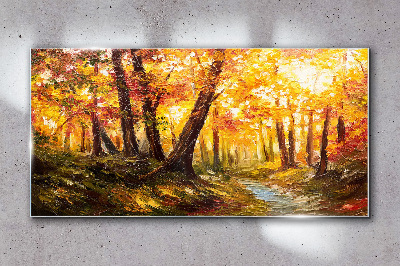 Tableau verre imprimé Forêt dorée au soleil