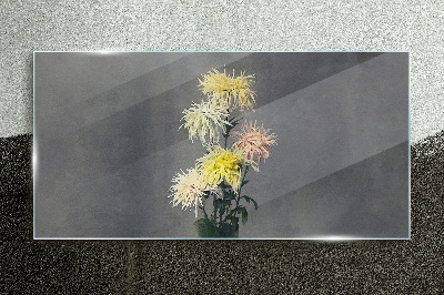 Tableau photo sur verre Fleurs sur fond gris