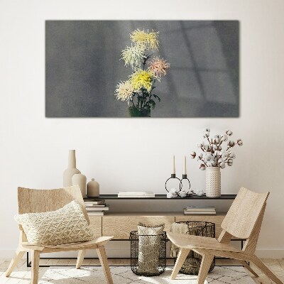 Tableau photo sur verre Fleurs sur fond gris