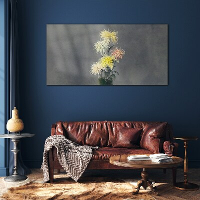 Tableau photo sur verre Fleurs sur fond gris