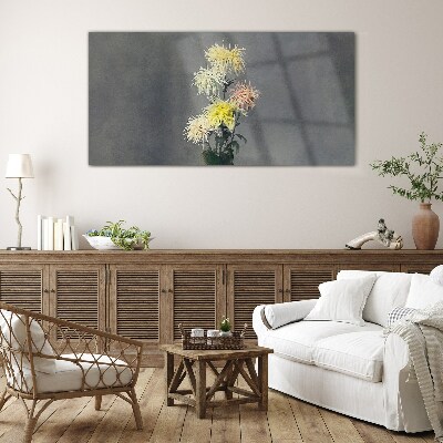 Tableau photo sur verre Fleurs sur fond gris
