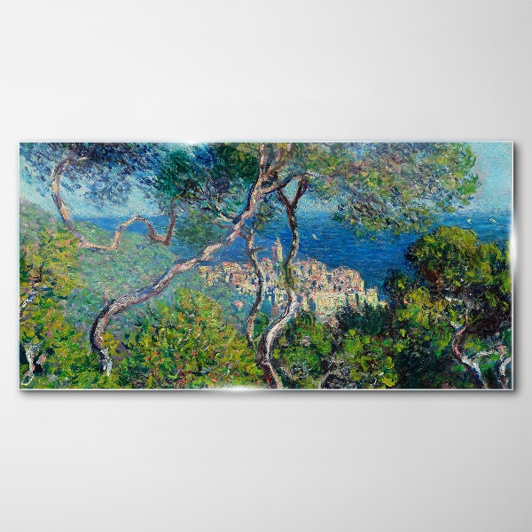 Tableau sur verre Paysage méditerranéen avec des arbres