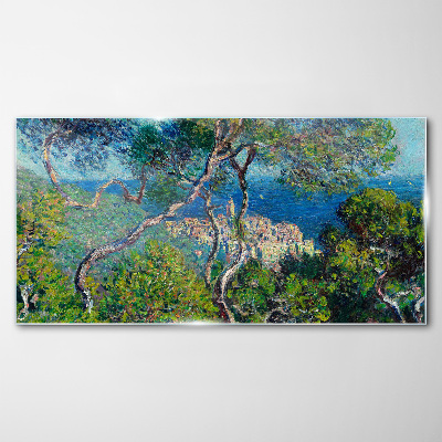 Tableau sur verre Paysage méditerranéen avec des arbres