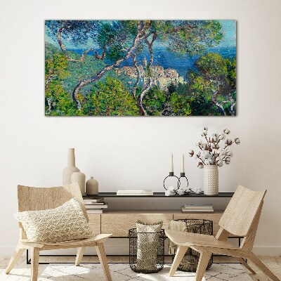 Tableau sur verre Paysage méditerranéen avec des arbres