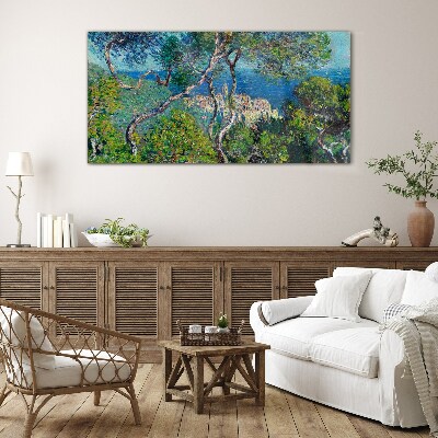 Tableau sur verre Paysage méditerranéen avec des arbres