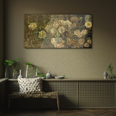 Tableau imprimé sur verre Un paysage floral aux tons terreux