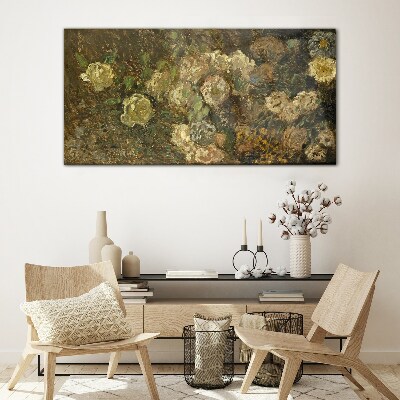 Tableau imprimé sur verre Un paysage floral aux tons terreux
