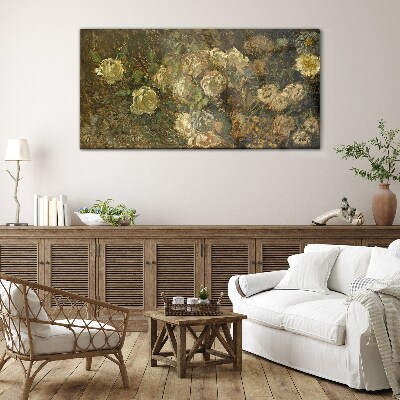 Tableau imprimé sur verre Un paysage floral aux tons terreux