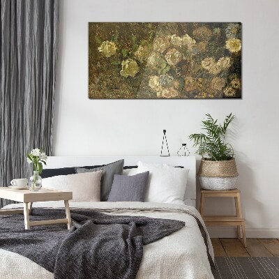 Tableau imprimé sur verre Un paysage floral aux tons terreux