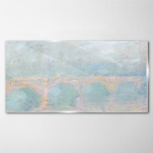 Tableau en verre Pont dans le brouillard du matin