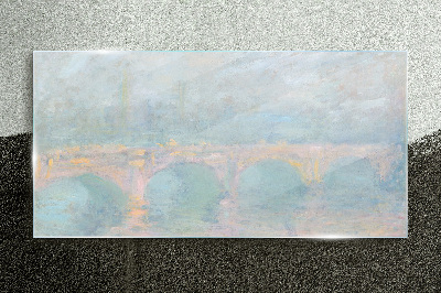 Tableau en verre Pont dans le brouillard du matin