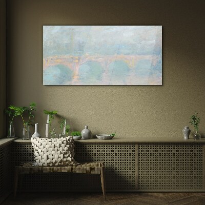 Tableau en verre Pont dans le brouillard du matin