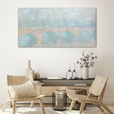Tableau en verre Pont dans le brouillard du matin
