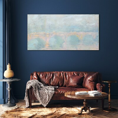 Tableau en verre Pont dans le brouillard du matin