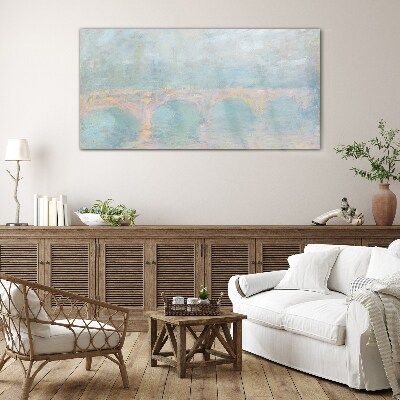 Tableau en verre Pont dans le brouillard du matin