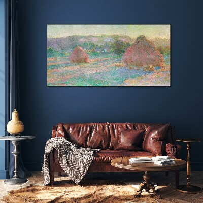 Tableau photo sur verre Récolte du foin à la lumière du matin