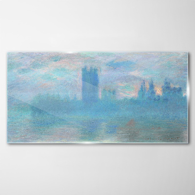 Tableau sur verre Londres brumeuse le matin