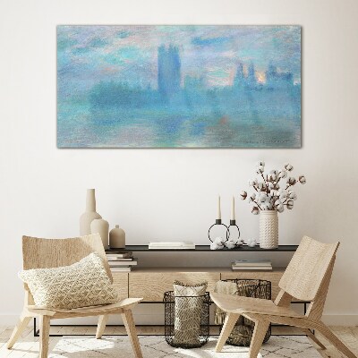 Tableau sur verre Londres brumeuse le matin