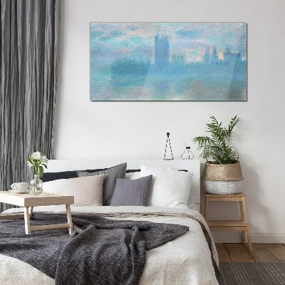 Tableau sur verre Londres brumeuse le matin