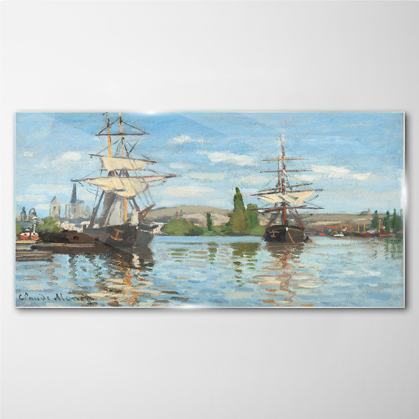 Tableau photo sur verre Voiliers sur le fleuve
