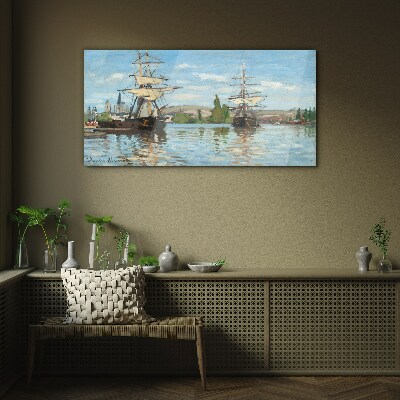 Tableau photo sur verre Voiliers sur le fleuve