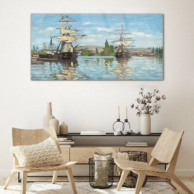 Tableau photo sur verre Voiliers sur le fleuve