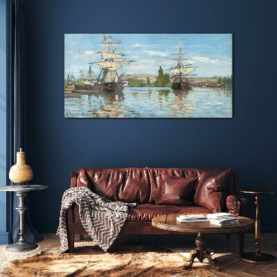 Tableau photo sur verre Voiliers sur le fleuve