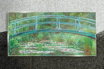 Tableau photo sur verre Un pont sur l'étang