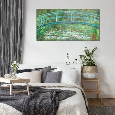 Tableau photo sur verre Un pont sur l'étang