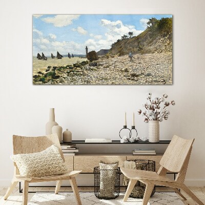 Tableau en verre Une côte tranquille avec un phare