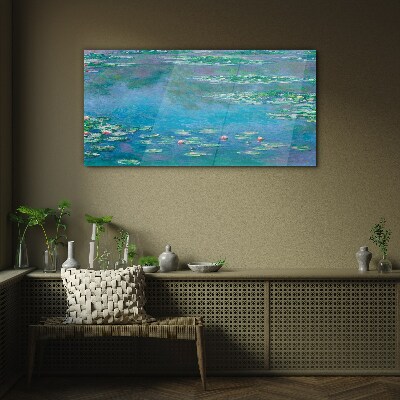 Tableau photo sur verre nénuphars