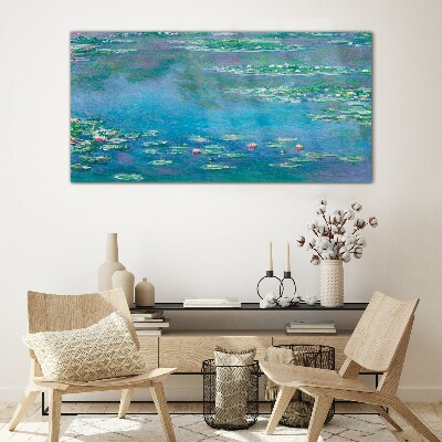 Tableau photo sur verre nénuphars