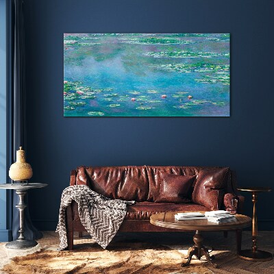 Tableau photo sur verre nénuphars