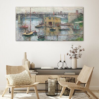 Tableau en verre Un port tranquille aux couleurs pastel