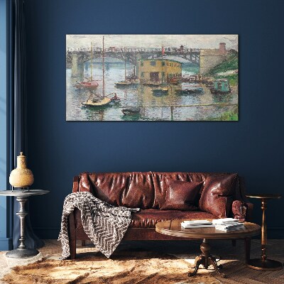 Tableau en verre Un port tranquille aux couleurs pastel