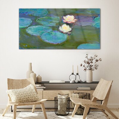 Tableau sur verre nénuphars