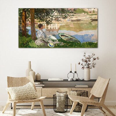 Tableau verre imprimé Une rive de rivière tranquille