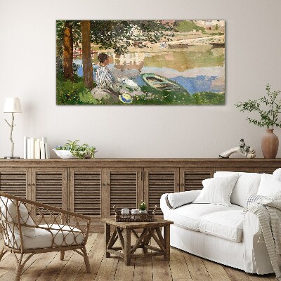 Tableau verre imprimé Une rive de rivière tranquille