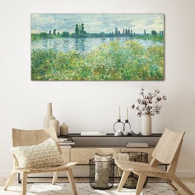 Tableau en verre Vue sur la rivière dans la verdure