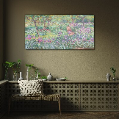 Tableau sur verre Jardin fleuri au soleil printanier