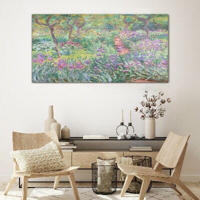 Tableau sur verre Jardin fleuri au soleil printanier