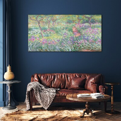 Tableau sur verre Jardin fleuri au soleil printanier